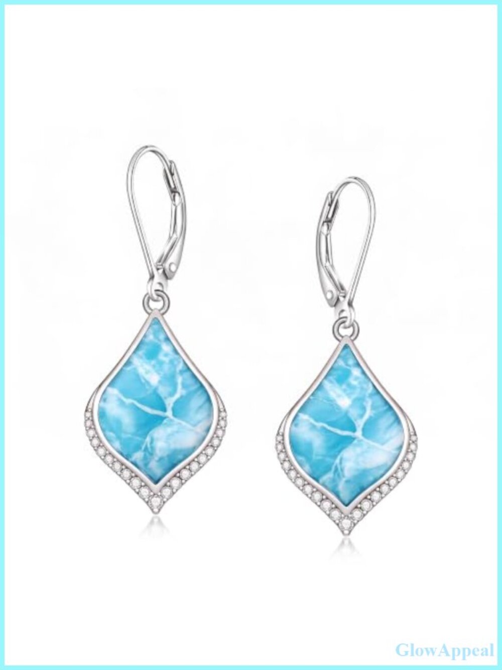 Teardrop Moonstone Earrings Leverback Gemstone Drop Dangle Women
